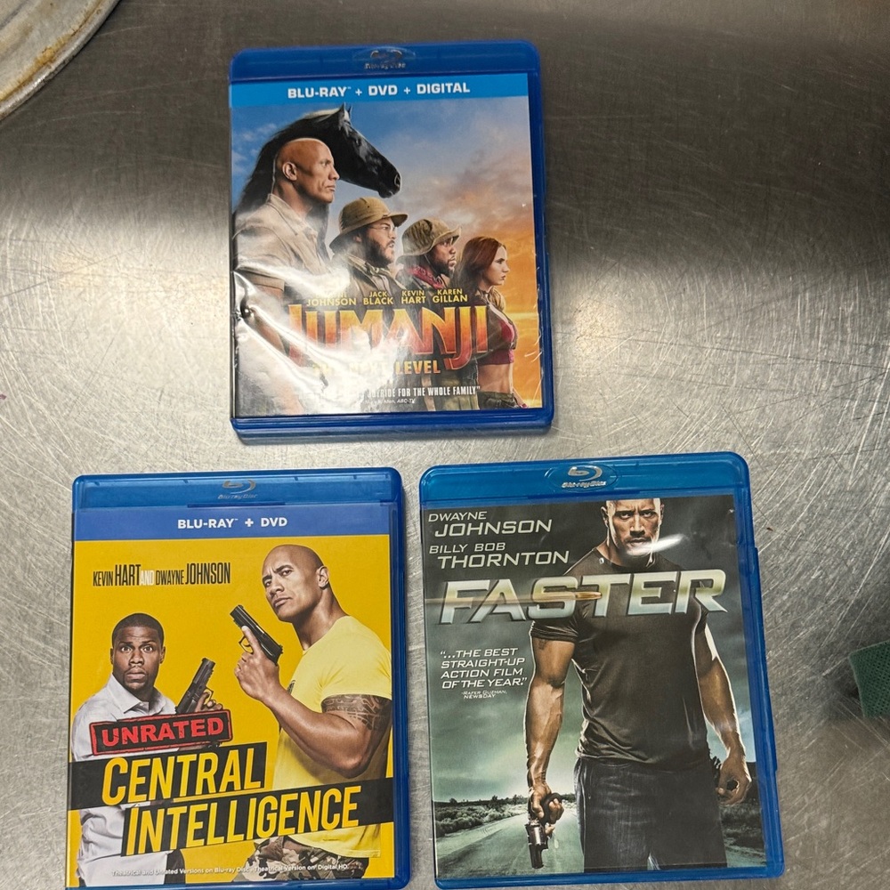 Dwayne Johnson Action Blu-ray Set jumanji, faster,central intelligence